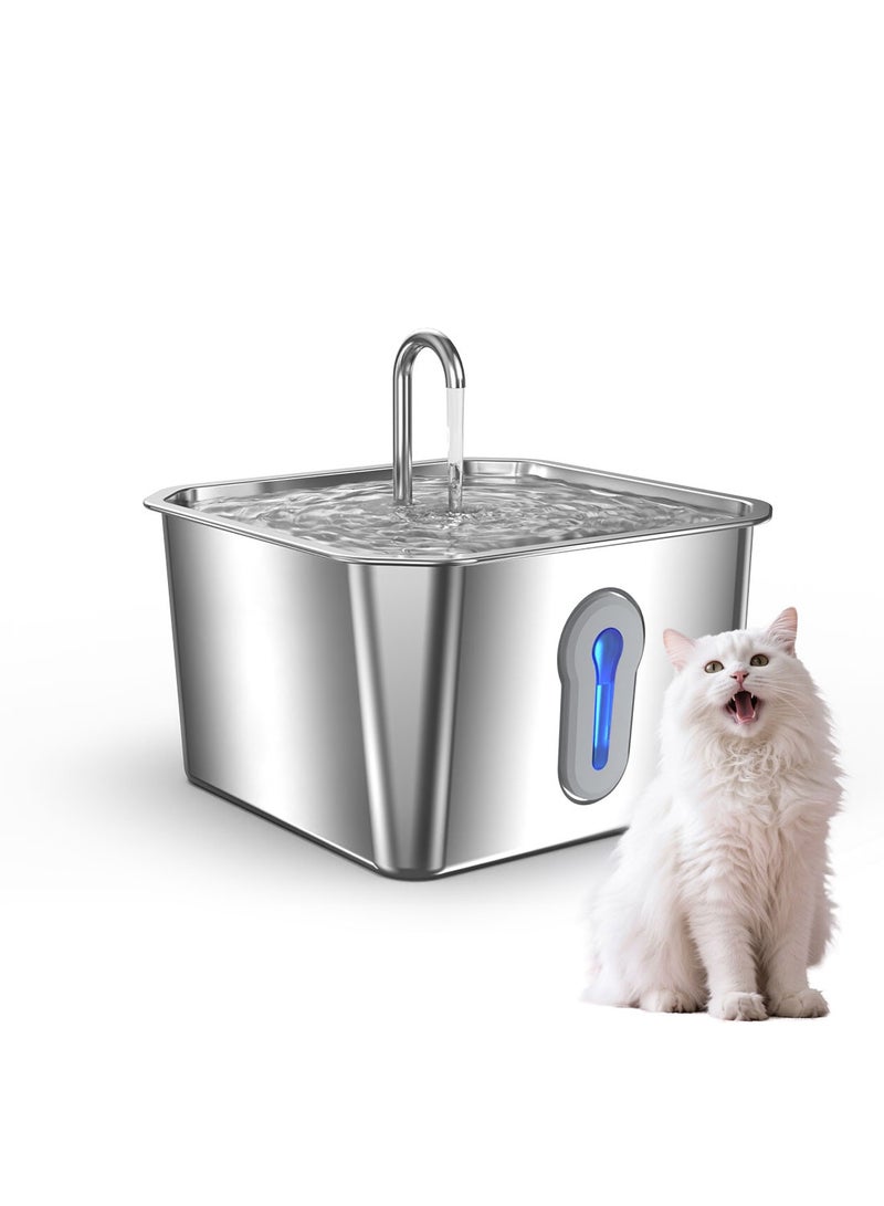 Kidle 4L Stainless Steel Cat Water Fountain with Quiet Pump Large Capacity Pet Water Dispenser Suitable for Cats, Dogs and Other Pets - Image 1